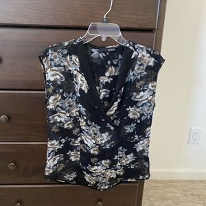 Black and Blue Sheer Flowery Top
